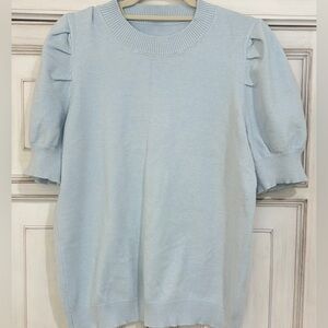 PRELOVED Sz XL Light Blue Puff Sleeve Knit Top